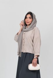 شوميز راه راه گلدار پاگون دار  جنس نخ درجه ١ - تصویر 5